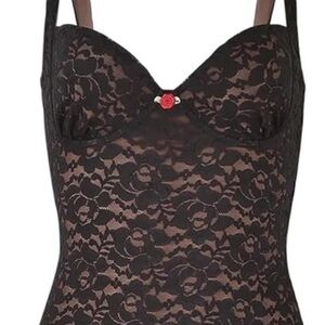 Elegant Black Lace Bodysuit